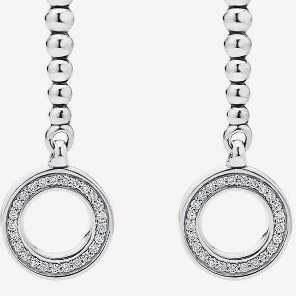 BRAND NEW! ‘Caviar Spark’ drop circle diamond earrings by LAGOS. 925 S.Silver. - Picture 4 of 6